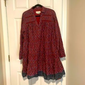 Anthropologie cotton long sleeve dress 1X cottage core dreams